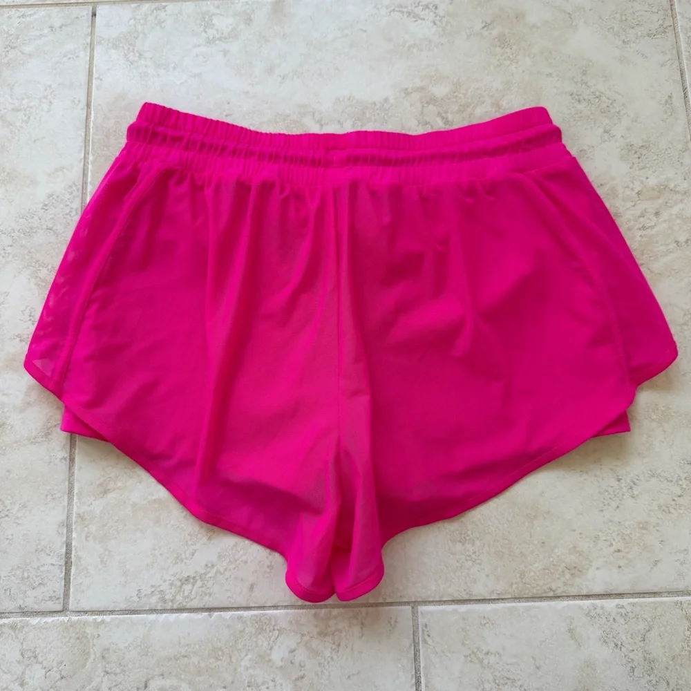 ALO YOGA Ambience Double Layered Hot Pink Neon Shorts Running Athletic - Picture 2 of 4